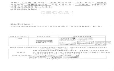 三軍總醫院W11病房於106年5月10日開立優良工作反應單